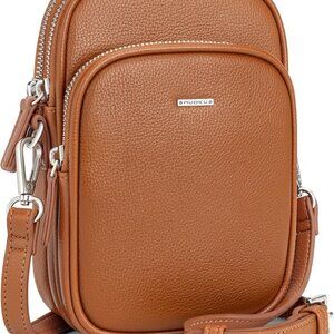 Compact Multi-Pocket Brown Crossbody Bag for Women - Stylish & Practical Design